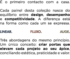  o primeiro contacto com a casa. Cada painel desta cole  o nasce do equil brio entre design, desempenho e competitiv...